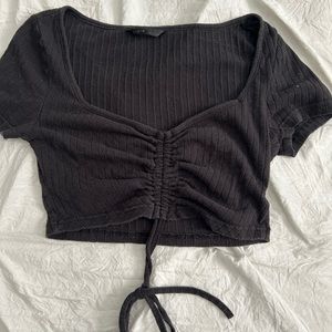 Black Ruched Crop Top